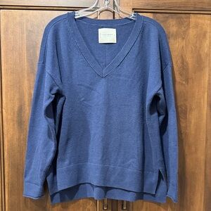 Lucky Brand Blue and cream V-Neck Sweaters